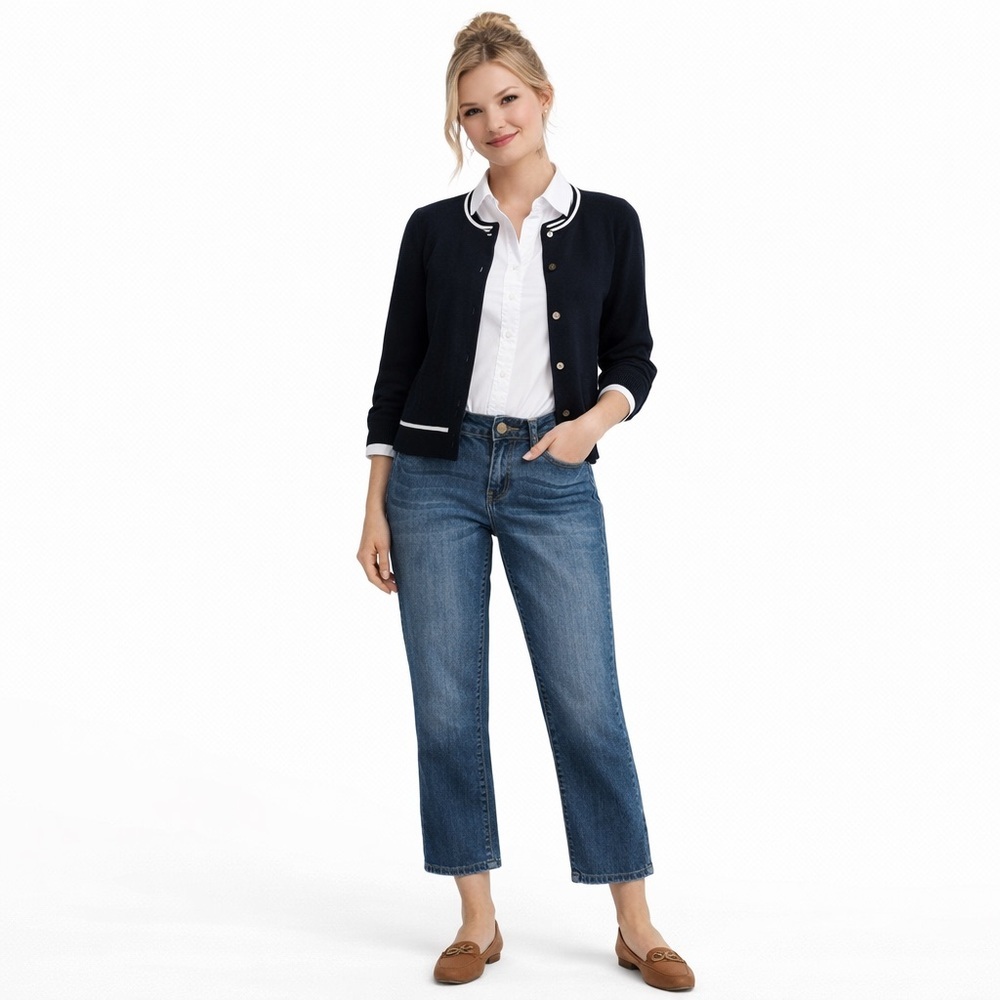 Earl Jean Womens Straight Leg Crop Denim Jeans Blue Size 6